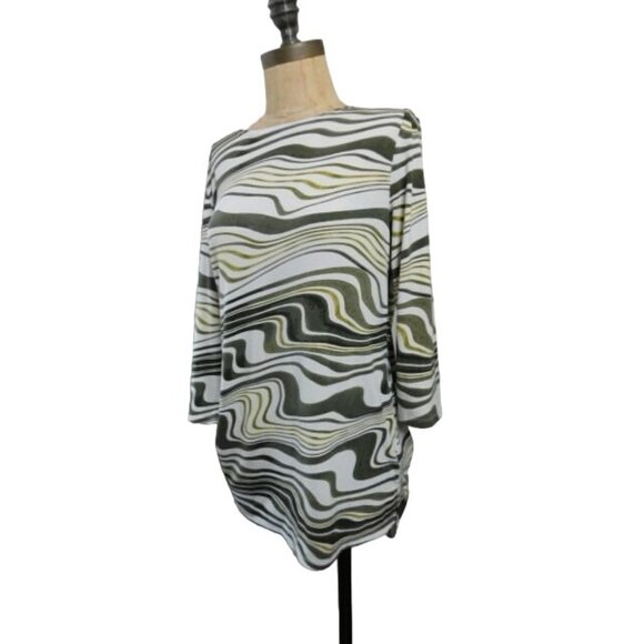 Chico's Size S Small (0) Travelers Slinky Stretchy Retro Print Tunic Blouse - Picture 3 of 3